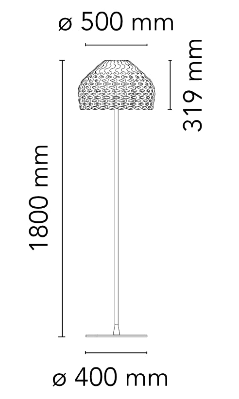Flos Tatou Floor Lampada H.180 cm da pavimento a luce diffusa in policarbonato Grigio Ocra