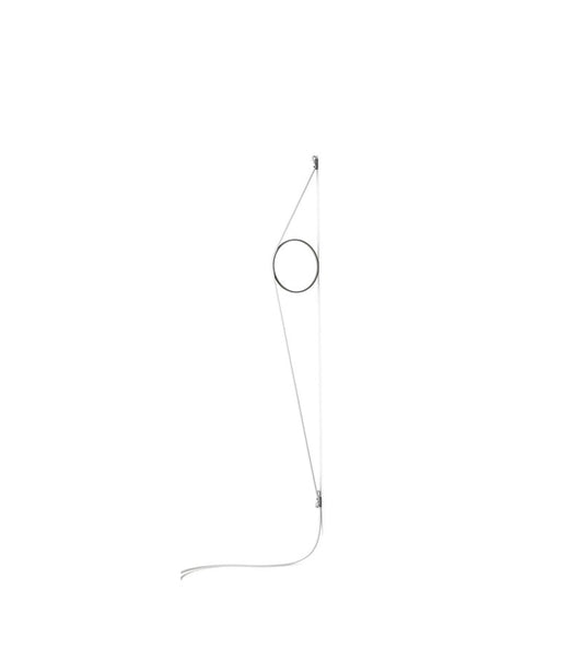 Flos Wirering Lampada da parete Cavo bianco e Anello Grigio Biancogrigio spenta, dettaglio del corpo lampada e dei materiali