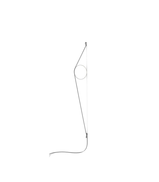 Flos Wirering Lampada a parete 208 cm cavo Grigio e Anello Grigiobianco spenta, dettaglio del corpo lampada e dei materiali