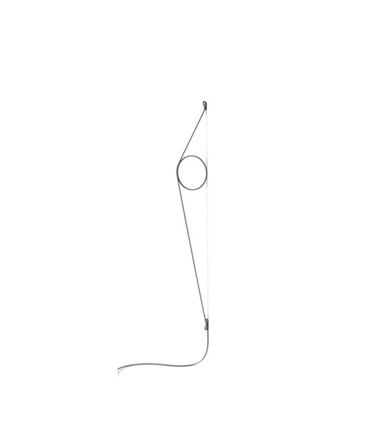 Flos Wirering Lampada da parete cavo grigio e Anello Grigio spenta, dettaglio del corpo lampada e dei materiali