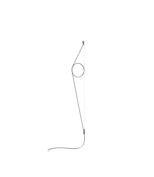 Flos Wirering Lampada da parete cavo grigio e Anello Nero Grigionero spenta, dettaglio del corpo lampada e dei materiali