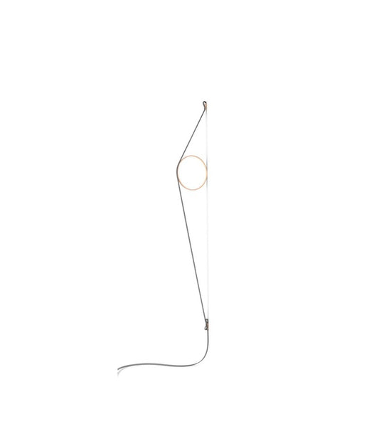 Flos Wirering Lampada a parete 208 cm cavo grigio Anello Grigiorosa spenta, dettaglio del corpo lampada e dei materiali