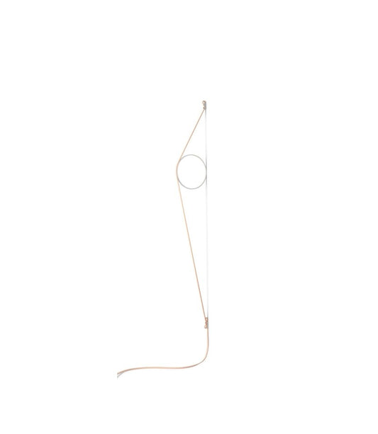 Flos Wirering Lampada da parete cavo rosa e Anello Bianco Rosabianco spenta, dettaglio del corpo lampada e dei materiali