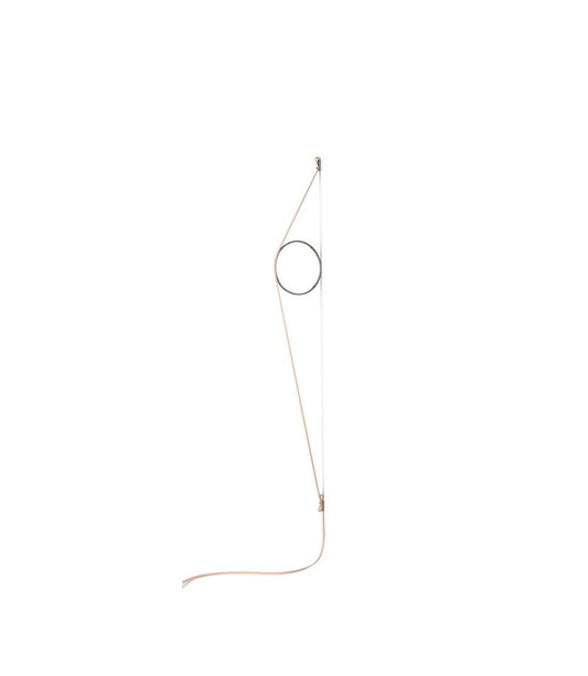 Flos Wirering Lampada da parete cavo rosa e Anello Nero Rosanero spenta, dettaglio del corpo lampada e dei materiali