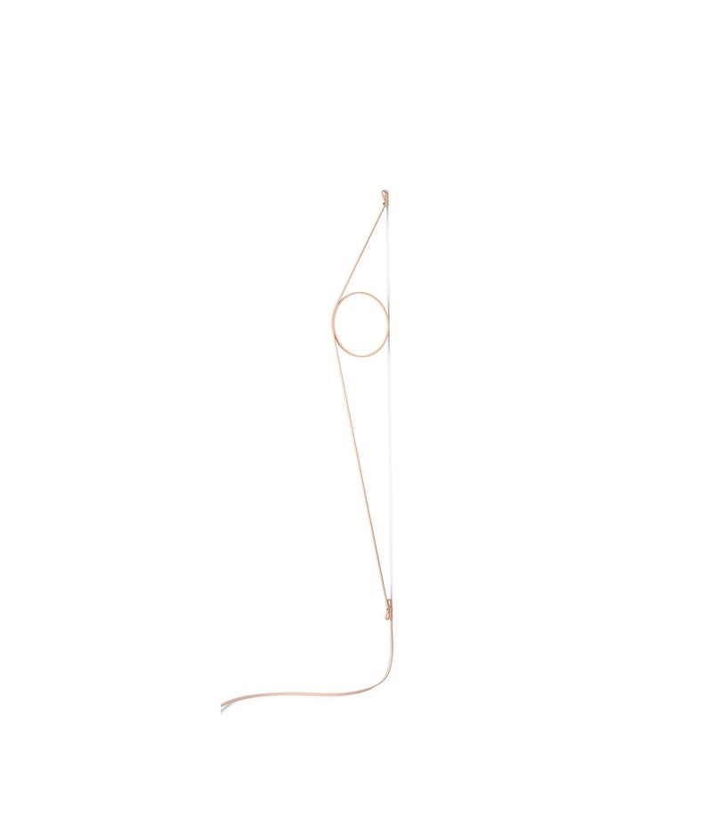 Flos Wirering Lampada da parete H.208 cm a luce indiretta con dimmer e cavo rosa/Anello rosa