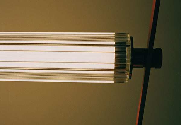 Flos Wireline Lampada led 130 cm a sospensione e luce diffusa in vetro trasparente con cavo in gomma Rosa