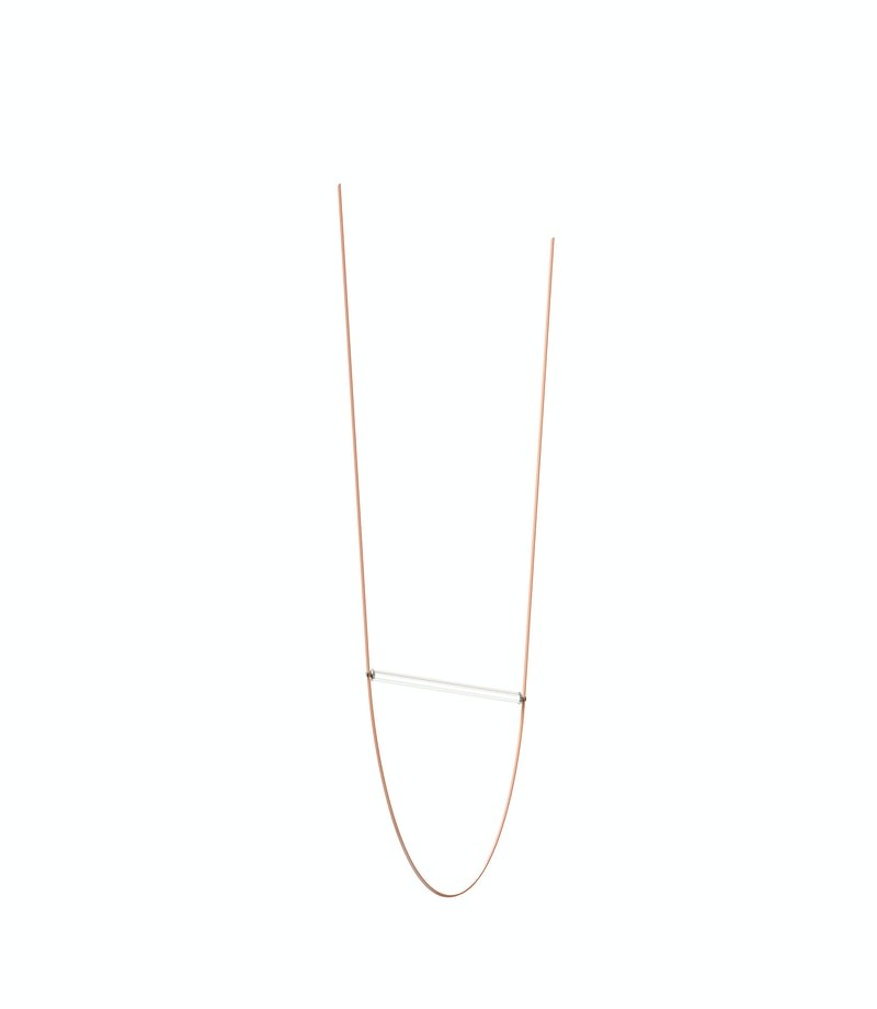Flos Wireline Lampada led 130 cm a sospensione e luce diffusa in vetro trasparente con cavo in gomma Rosa