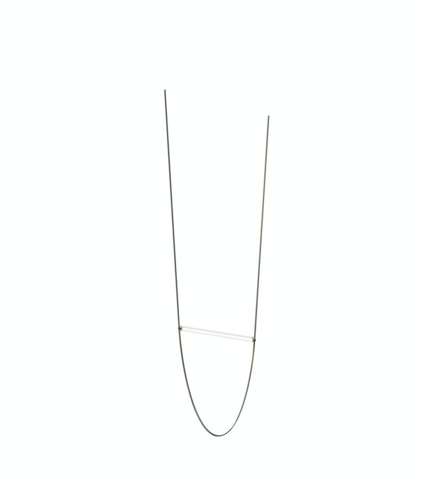 Flos Wireline Lampada 130 cm a sospensione cavo Forest Green spenta, dettaglio del corpo lampada e dei materiali