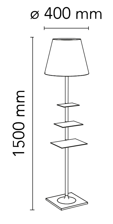 Flos Bibliotheque Nationale Lampada a pavimento bronzo alluminato con mensole portaoggetti a luce diffusa