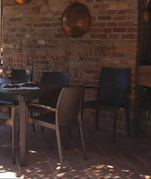 Sedia da esterno antracite effetto Rattan con braccioli Grandsoleil Boheme