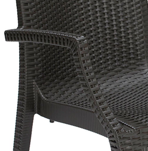 Sedia da esterno antracite effetto rattan con braccioli Grandsoleil Bistrot