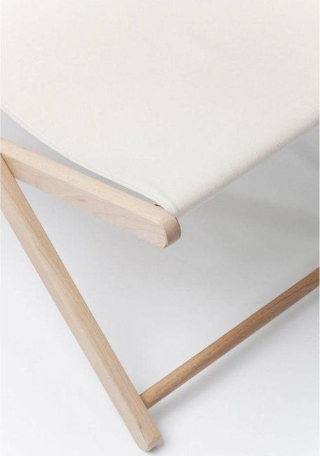 Bright Summer Sedia a sdraio pieghevole da esterno giardino terrazza in legno di faggio e cotone beige