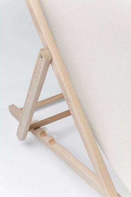 Bright Summer Sedia a sdraio pieghevole da esterno giardino terrazza in legno di faggio e cotone beige