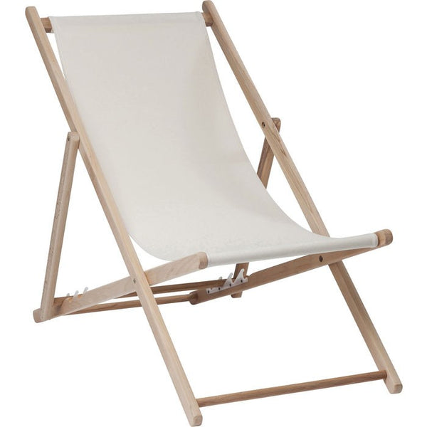 Bright Summer Sedia a sdraio pieghevole da esterno giardino terrazza in legno di faggio e cotone beige
