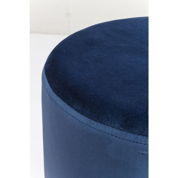 Cherry pouf sgabello 35 cm glamour moderno con fascia ottone e tessuto effetto velluto blu