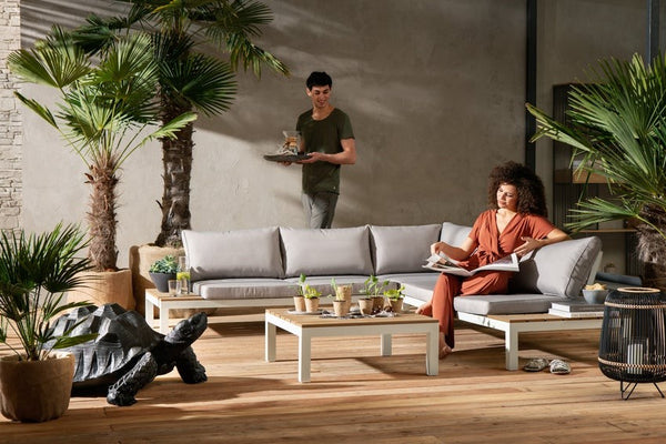 Kare Design Holiday salotto angolare da Esterno Giardino Grigio Bianco