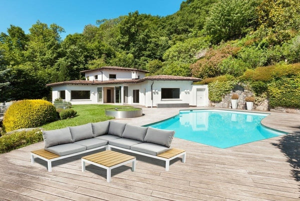 Kare Design Holiday salotto angolare da Esterno Giardino Grigio Bianco