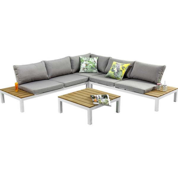 Kare Design Holiday salotto angolare da Esterno Giardino Grigio Bianco