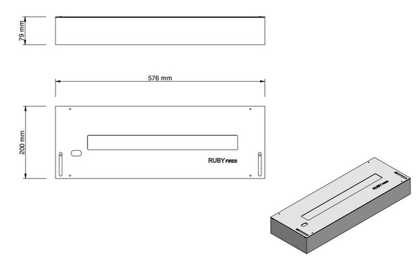 British Fires Bbru5820blx Bio Bruciatore A Bioetanolo Da 57,5x20 Cm Nero Con Bordo