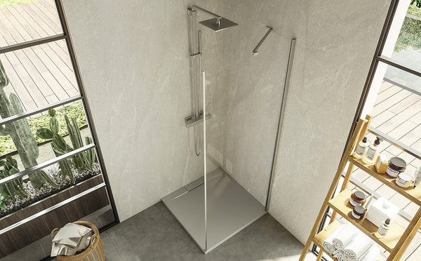 Walk in 70 cm parete doccia vetro temperato 6 mm 195 H cromo Linje