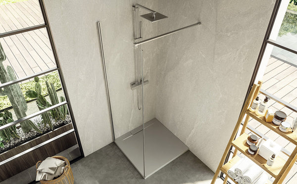 Walk in 70 cm parete doccia vetro temperato 6 mm 195 H cromo Linje