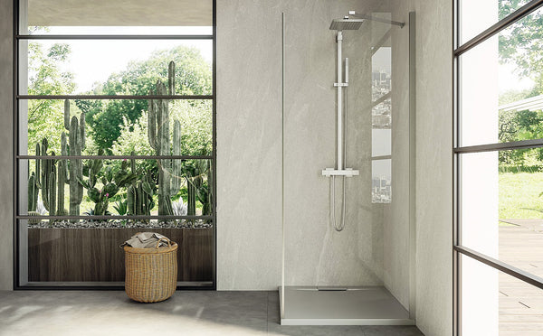 Walk in 90 cm parete doccia vetro temperato 6 mm 195 H cromo Linje