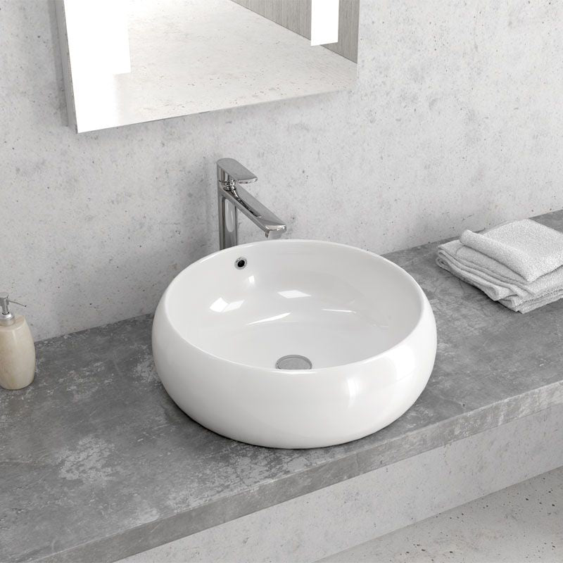 New Line Bowl Lavabo Tondo 44,5 Cm Da Appoggio In Porcellana Bianca