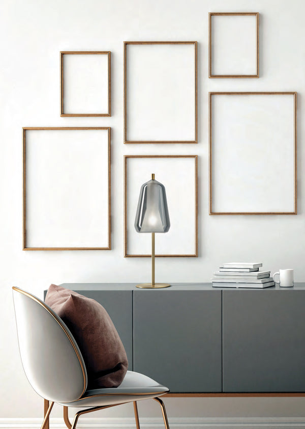 Miloox Xray Lampada da tavolo vetro fume e oro spazzolato