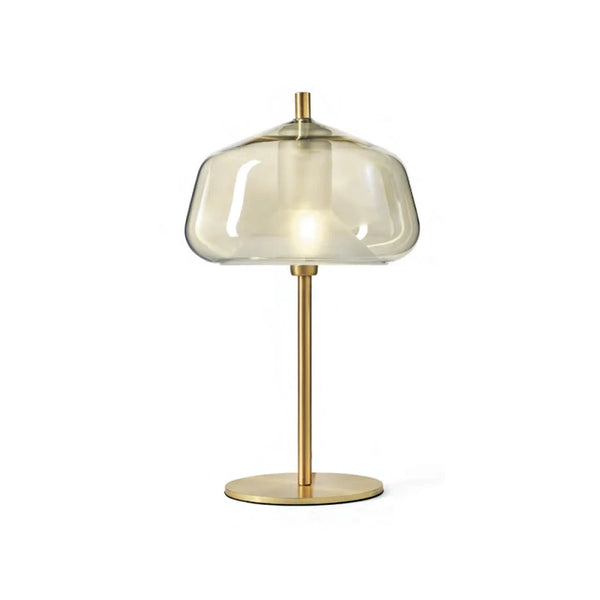 Miloox Xray Lampada da tavolo in vetro miele e montatura oro spazzolato