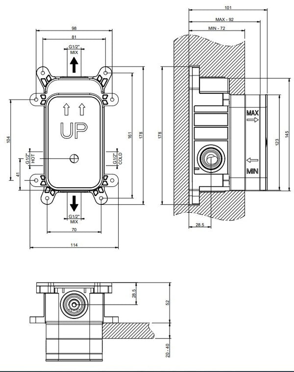Gessi Parte Incasso Miscelatore 2 Vie Via Manzoni 38473