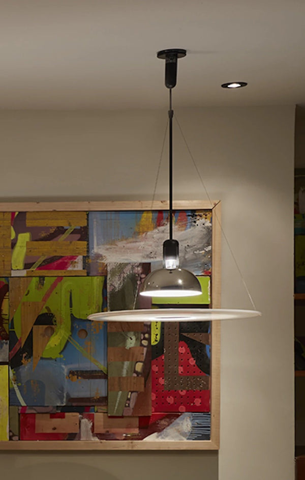 Flos Frisbi Lampada Sospesa A Luce Diretta/Diffusa/Riflessa Diffusore Opalino E Riflettore Cromo