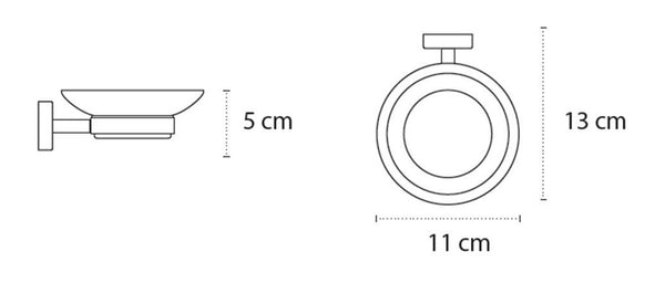 New Line M3 portasapone 11 cm tondo a muro In vetro acidato e Acciaio Inox cromo