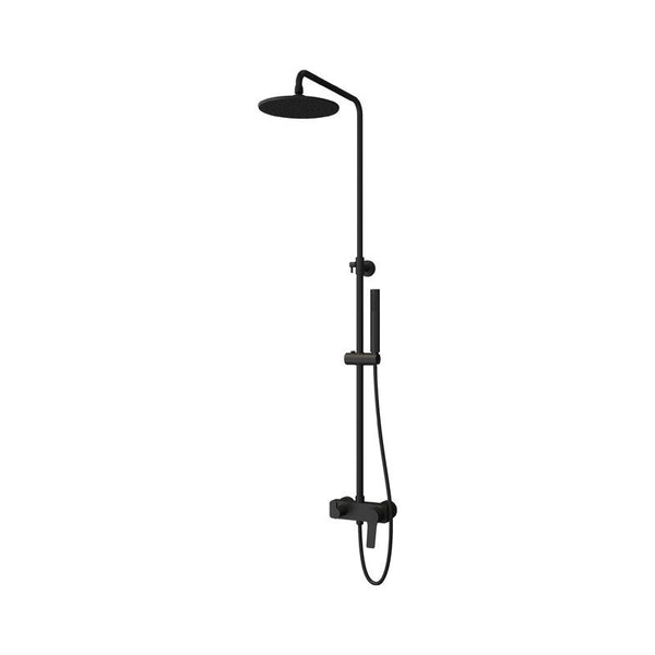 New line colonna doccia telescopica con soffione abs 20 cm miscelatore 2 uscite e doccetta con flessibile 150 cm nero opaco