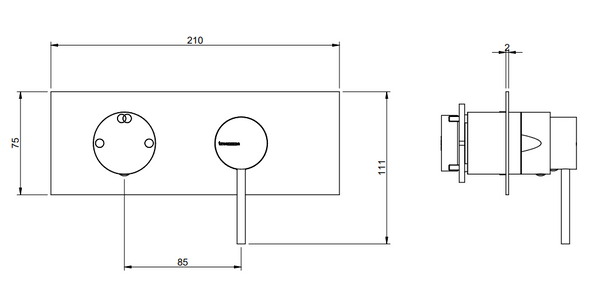 Treemme Up+ Miscelatore doccia monocomando 2 uscite senza parte incasso cromo