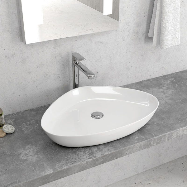 New Line Navigator Lavabo 59x41 Catino Da Appoggio Triangolare In Porcellana Bianco