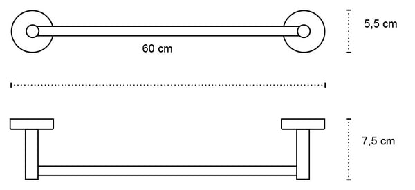 New Line N2 Portasciugamani 60 cm Singolo In Acciaio Inox Cromato