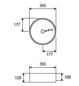 Ciotola 35,5 Cm Da Appoggio In Porcellana Bianco New Line O2, vista laterale del profilo e della forma - Exagonshop