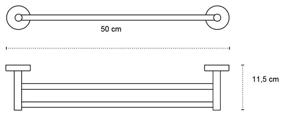 New Line N2 Portasciugamani 50 Cm tondo Doppio In Acciaio Inox Cromo