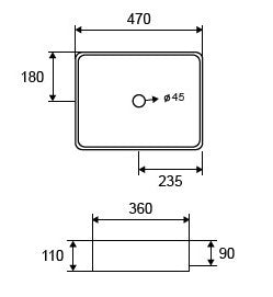 New Line Xr2 Lavabo 47x36 Da Appoggio In Porcellana Bianco