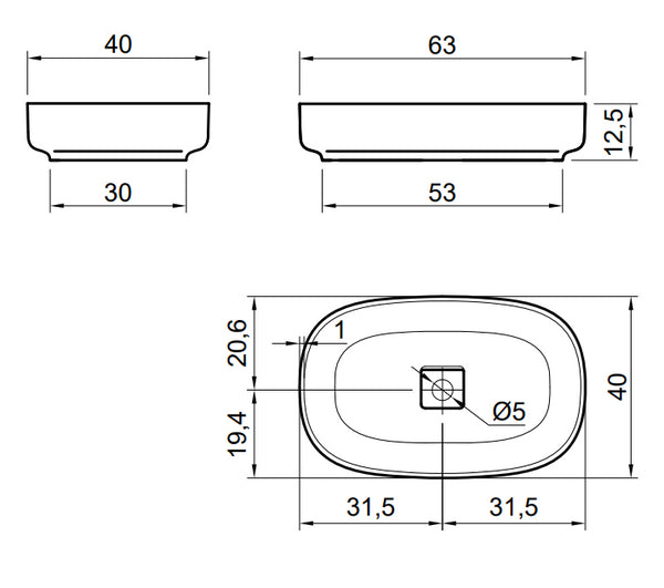 Antonio Lupi Bolomood63 Lavabo 63x40 In Flumood Bianco Lucido