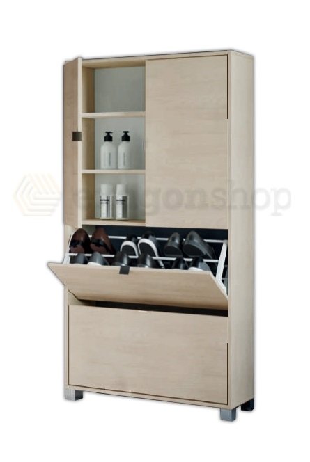 Capri scarpiera doppia 76x30 con ante e ribalte H 155 olmo perla