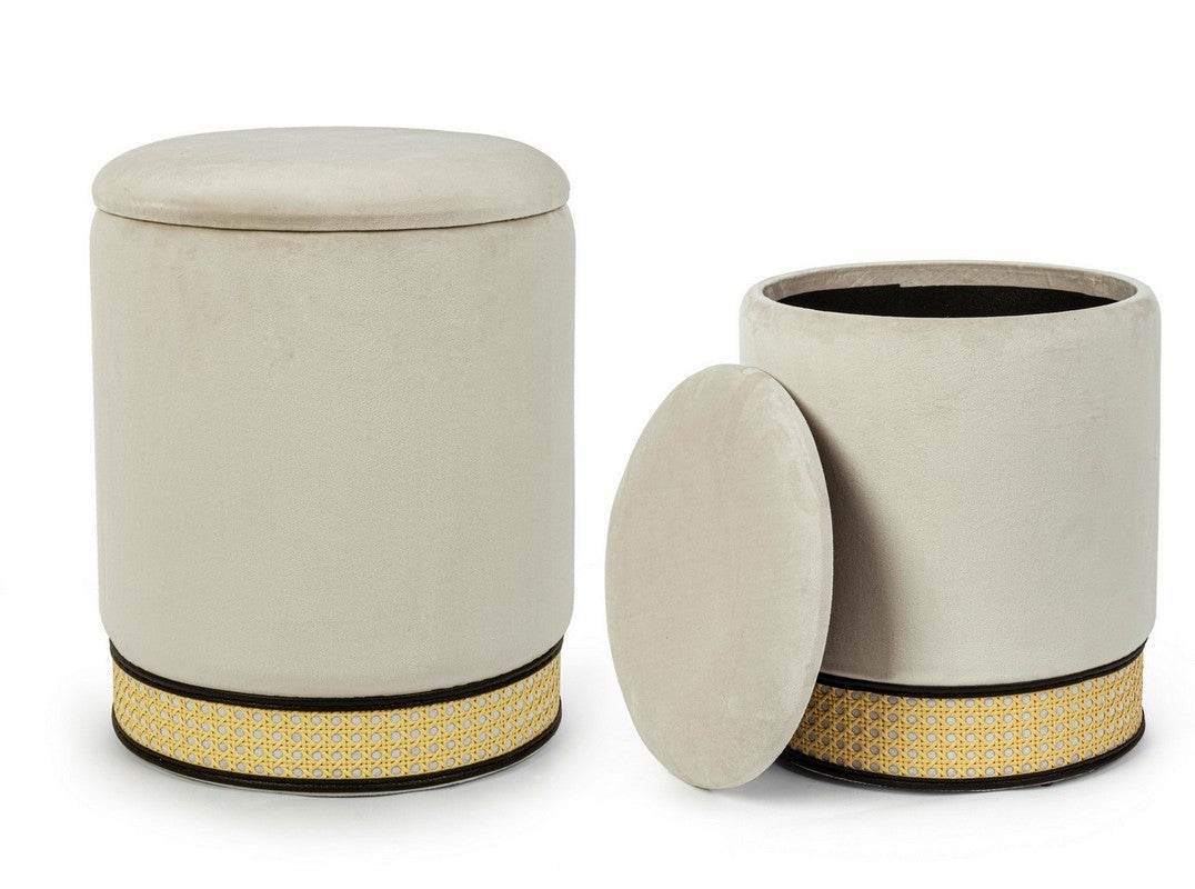 Bizzotto Milena Set 2 Pouf Contenitori effetto velluto, vista laterale della struttura e del profilo - Andrea Bizzotto