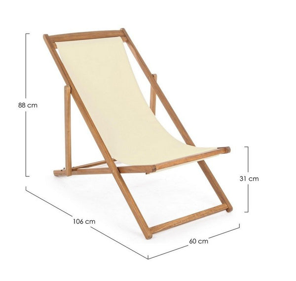 Andrea Bizzotto Noemi Relax sedia sdraio ecru crema in legno 0805987
