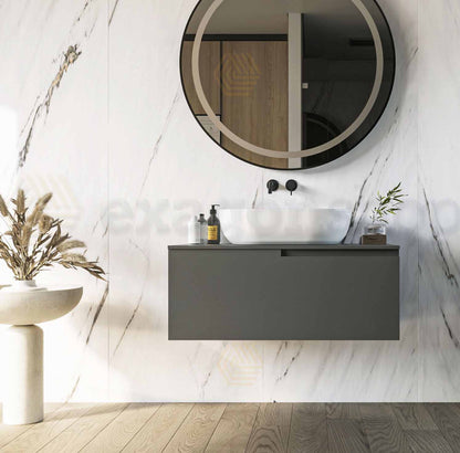 Mobile bagno grigio opaco 90x46 Sorrento un cassetto con ciotola