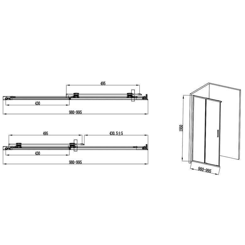 Box doccia 100x70 Rio un anta scorrevole vetro 6 mm installato in bagno moderno con ante in vetro temperato - Exagonshop