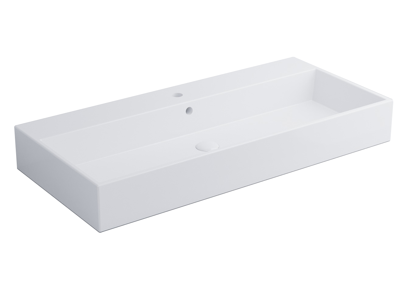 Cielo Smile Lavabo monoforo 100x46 sospeso o da appoggio in ceramica e lucido ambientato su piano bagno con accessori