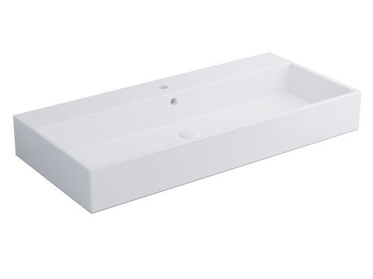 Cielo Smile Lavabo monoforo 100x46 sospeso o da appoggio con troppopieno in ceramica bianco lucido