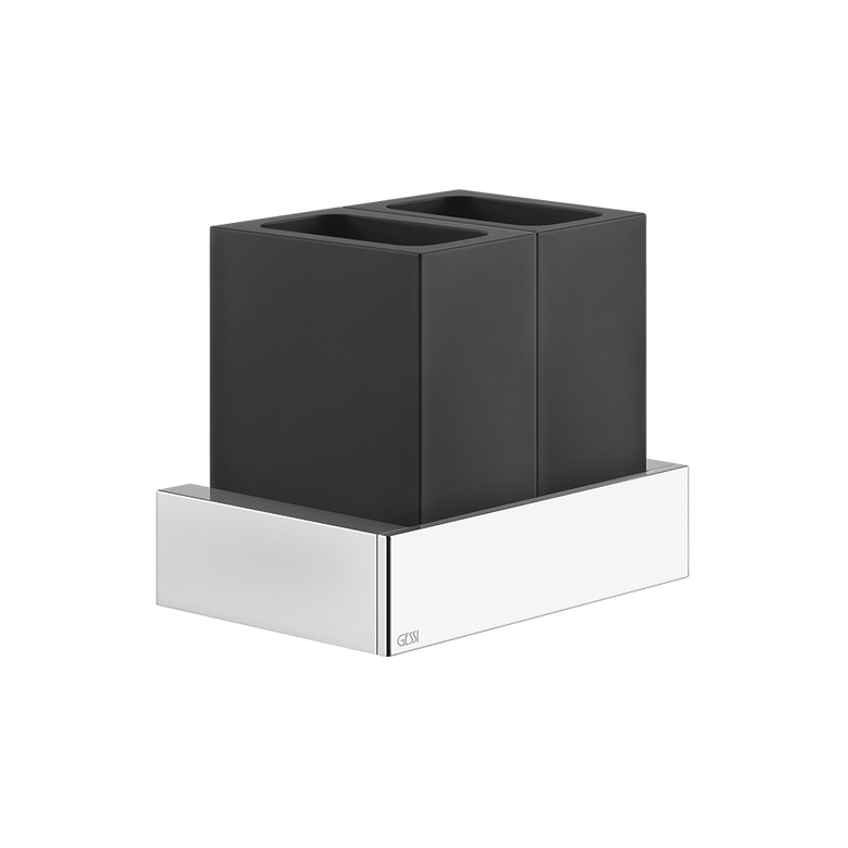 Bicchiere portaspazzolini a muro Nero Nero Xl Rettangolo montato a parete, vista del design e della finitura