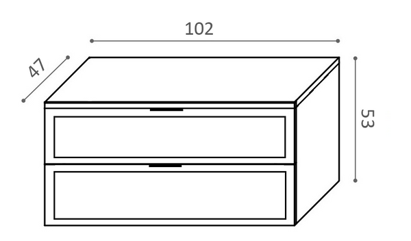 Mobile bagno azzurro opaco 102x47 Dublino con lavabo in ceramica due cassetti con cornice