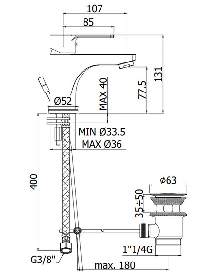 Paffoni Red Miscelatore Monocomando Lavabo con scarico automatico Cromo